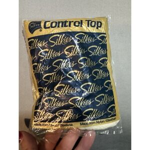 Vintage Silkies Control Top Pantyhose Sealed USA L White